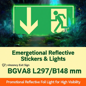 ป้ายทางออกฉุกเฉิน BGV A8 L297xB148 มม. ฟอยล์สะท้อนแสงเพื่อการส่งเสริมการขายเพื่อการมองเห็นได้ชัดเจน - Product Image 3