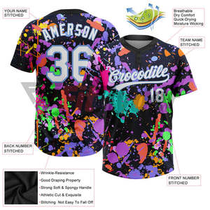 Maillot de baseball/softball personnalisé en polyester par sublimation, col en V, 180g, séchage rapide, respirant, pour vêtements de sport pour hommes - Product Image 2