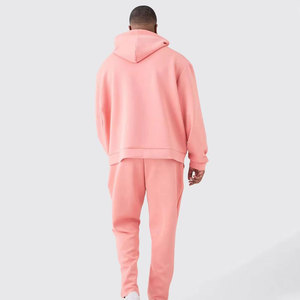 350gsm Top Quality Blank Heavyweight Tracksuit Men's Tracksuits 100% Cotton Sweatshirt Custom Streetwear Hoodie - Product Image 3