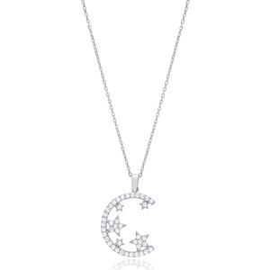 Media luna con estrellas diseño circón piedra encanto colgante turco venta al por mayor joyería hecha a mano 925 collar de plata esterlina - Product Image 3