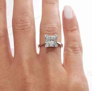 SM Jewels elegante princesa corte Moissanite diamante anillo de compromiso oculto Halo plata esterlina para boda fiesta moda - Product Image 3