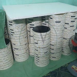 Unique Mother of Pearl Round Serving <b>Trays</b> for <b>Food</b> Decorative Ottoman <b>Tray</b> for Living Room Handcrafted by Vietnamese - Product Image 5