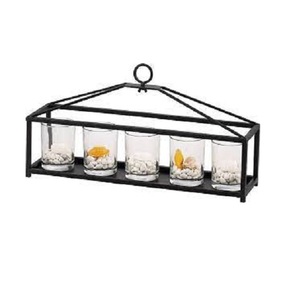 Bougeoir de décoration de table de la plus haute qualité en verre argenté 3 bougeoir à manchon en verre avec accents en miroir - Product Image 2