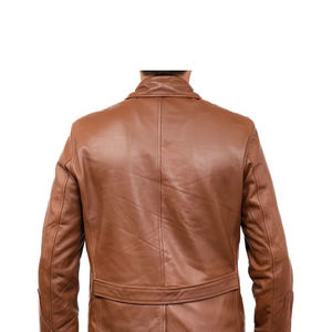 Chaquetas de piel auténtica con logotipo personalizado para hombre, prendas de vestir exteriores elegantes para motorista, abrigo cálido de invierno a la moda para ropa de calle - Product Image 6