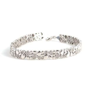 925 Sterling <b>Silver</b> Fusion Stone <b>Bracelet</b> Elegant Oval Model Crystal <b>Bangle</b> - Product Image 2