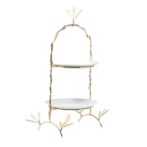 Soporte de pastel de mármol de diseño atractivo con soportes de Metal forma redonda para ocasiones especiales y eventos soporte de pastel molde epoxi de resina - Product Image 4