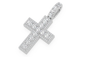 Qualité supérieure S925 Argent Plaqué Or Croix Pendentif Diamants Naturels Micro Pave Ensemble Symbole Religieux Collier pour Hommes Femmes - Product Image 5