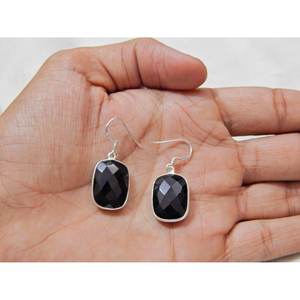 925 Sterling Silver Black <b>Onyx</b> Dangle <b>Earrings</b> Gemstone Jewelry Fashionable Dangle Black <b>Onyx</b> Jewelry - Product Image 1