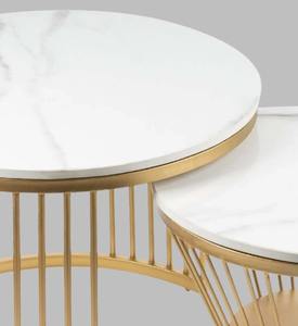 เฟอร์นิเจอร์บ้านหินอ่อนโลหะสำหรับห้องนั่งเล่นโต๊ะกาแฟทรงกลมเฟอร์นิเจอร์ทันสมัยโต๊ะซ้อนตกแต่งบ้าน - Product Image 4