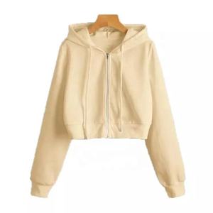 Wholesale Cropped Zipper Hoodie Woman Workout <b>Crop</b> Top Hoodie Plain <b>Crop</b> Hoodies for Ladies with Customized logo - Product Image 3