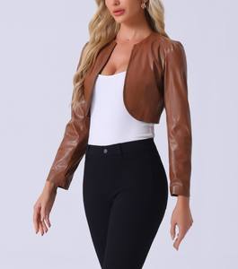 Veste en cuir de haute qualité à la mode pour femmes longueur régulière motif solide Streetwear pour l'automne et l'hiver - Product Image 1