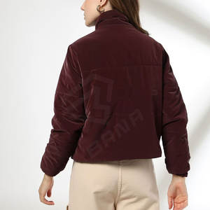 OEM Factory Custom Printed Satin Varsity Jacket for <b>Women</b> Breathable Shearling <b>Padded</b> Bubble <b>Coat</b> Shiny Puffer Winter Jacket - Product Image 2