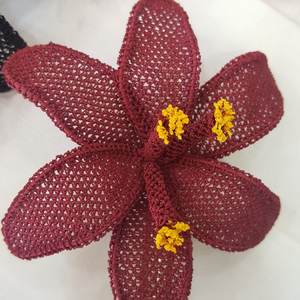 İğne Oyası Zambak Toka Bordo Broches de mode - Product Image 1