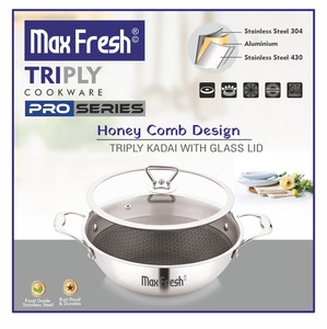 Maxfresh triply Honey comb Kadai พร้อมฝาแก้ว (Pro Series) - Product Image 2