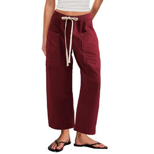 กางเกงวิ่งออกกำลังกายเอวสูงของผู้หญิงกางเกงขากว้างแบบลำลองมีเชือกรูดยืดหยุ่นกางเกงกีฬา - Product Image 6