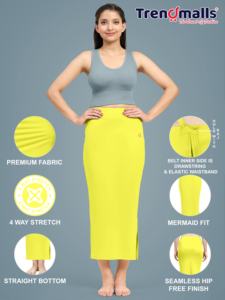 Trendmalls Women's <b>Yellow</b> for Spandex Saree Shapewear Set Breathable Anti-Bacterial Eco-Friendly <b>Lace</b> Trim Model P02 - Product Image 2