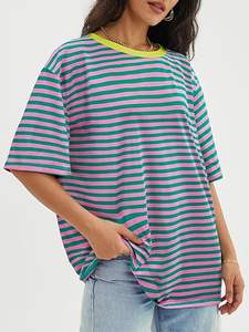 Camiseta holgada deportiva de verano superventas, Camiseta de algodón antiarrugas de alta calidad 100%, diseño 3D transpirable para mujer, Color negro - Product Image 2