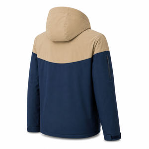 windbreaker jacket hooded polyester spandex water resistant navy beige men outdoor custom wholesale supplier bulk shell zip rain - Product Image 4