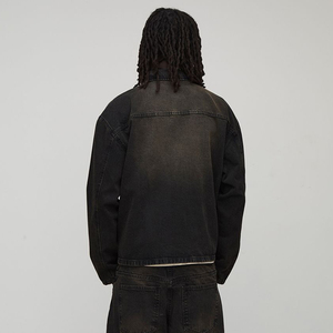 New Arrived 2026 <b>100</b>% Cotton Washed Denim Jacket Men Custom Embroidered logo Streetwear Comfortable Hip Hop Man's Jackets Long - Product Image 5