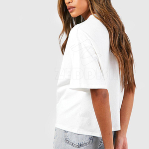 เสื้อยืดโอเวอร์ไซส์ผ้าฝ้าย100% สำหรับผู้หญิงเสื้อถักแบบถักระบายอากาศได้เสื้อผ้าแนวสตรีทสำหรับสไตล์ลำลองในฤดูร้อนงาน OEM ตามสั่ง - Product Image 5