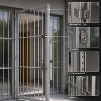 Porte d'entrée de sécurité en aluminium sur mesure avec serrure mécanique et vitre latérale pour maison et villa