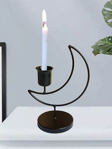 Bougeoir moderne en métal à double tête, doré et noir, minimaliste, pour mariage, table à manger, décoration de la maison, centre de table - Product Image 3