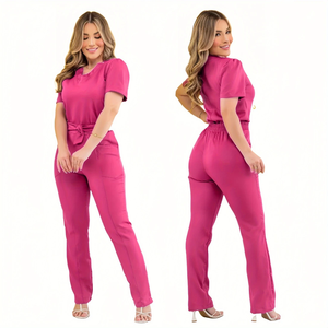 Tenues de gommage à manches courtes d'été Tenue d'allaitement confortable Ensemble d'uniformes de gommage d'infirmière pratiques et élégants Uniformes d'allaitement Medicos Scrubs - Product Image 5