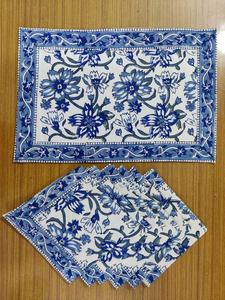 Serviettes de table imprimées en blocs de coton 100% sur mesure par lots de 4 et 6 idéales pour les magasins à domicile pour la revente avec la nuance de Blues - Product Image 4