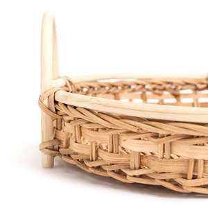 Plateau de service en rotin naturel de haute qualité plateau rond avec poignées Table basse décorative plateaux à thé fabriqués au Vietnam - Product Image 3