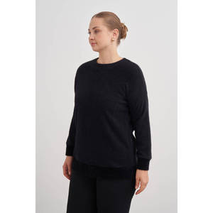 เสื้อคลุมไหมพรมสีดำแบบเรียบง่าย - Product Image 2