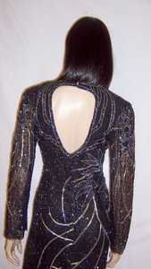 Belle Cape Burlesque Broderie Perlée Brins Paillettes Élégant Festive Club Outfit Perles Droite Attache Cou Longueur Au Sol - Product Image 3