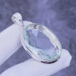 Pendentif en topaze blanche, argent sterling 925, fait à la main, ovale, 1,5 pouce, plaqué or 18 carats, bijoux pour enfants et femmes, cadeau élégant - Product Image 4