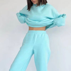 Ensemble de survêtements 2 pièces avec logo personnalisé Survêtements à fermeture éclair Pantalon de survêtement en diamant Joggers et sweats à capuche Ensemble de survêtements pour femmes en strass - Product Image 1