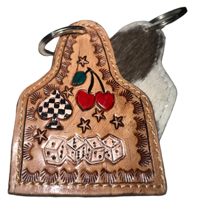 Rustic Handmade <b>Leather</b> Keychain-High Quality Western Inspired Hand-Tooled Design for New Year & Halloween - Product Image 1