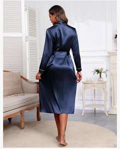 Ekouaer Albornoz de satén de manga larga para mujer, ropa de dormir completa suave y ligera, Natural hasta el suelo, batas de fiesta de boda para dama de honor - Product Image 5