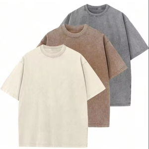 T-shirts pour hommes personnalisés imprimés DTG, effet délavé, 100 % coton biologique, coupe épaules tombantes et oversize, vente en gros - Product Image 1