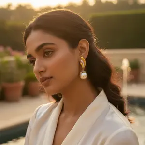 Women's Elegant Gold Plating <b>Pearl</b> <b>Drop</b> <b>Earrings</b> Perfect Jewelry Gift - Product Image 2