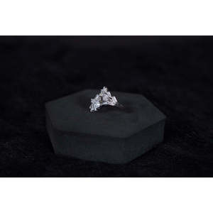 NOVAMART Fine Rhodium & Gold Plated Sterling Silver Diamond Engagement Wedding <b>Ring</b> Wholesale Export - Product Image 2
