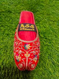 Chaussures Khussa pour femmes, design Gota Patti personnalisé, Khussa Punjabi, Khussa pour femmes, plates, légères, couleurs mélangées, Khussa pour mariage, Mehndi - Product Image 6