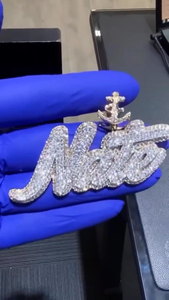 Colgante de Plata de Ley 925 con Letra Personalizada, Estilo Hip Hop, con Diamantes de Moissanita VVS, de Lujo, para Uso Unisex - Product Image 2