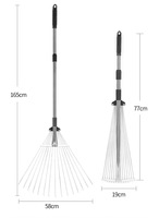 Jardin Aménagement paysager sol plat balayage des feuilles pelouse en acier inoxydable multi-dents télescopique outil agricole dents feuille tombée râteau à gazon