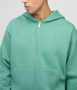 Ensemble de survêtement sportif moderne pour hommes, sweat-shirt vert et pantalon de jogging à cordon de serrage, tenue de sport confortable, ensemble décontracté athleisure - Product Image 3