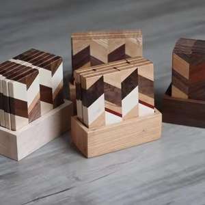 Sous-verres en résine et bois au design unique avec vernis brillant pour ustensiles de cuisine Sous-verres en bois et résine pour tasse à thé pour hôtel - Product Image 5