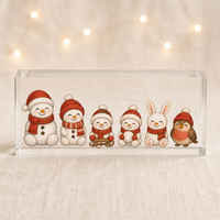Ornement en acrylique rectangulaire personnalisé, motif de famille de gnomes de Noël mignons, pour la décoration de table de Noël, décoration festive pour la maison