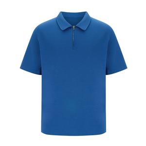 Chemise de golf classique légère à manches courtes pour homme, col chemise, fermeture éclair quart, décontractée, unie, anti-froissement, écologique, grande taille - Product Image 1