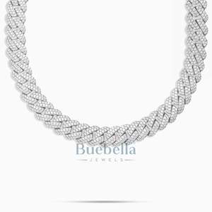 Nuevo estilo 15mm 925 plata esterlina VVS Moissanite diamante cadena de eslabones cubanos hombres Hip Hop joyería collar fino - Product Image 3