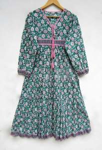 Vestido Largo Informal de Algodón Indio con Estampado a Mano, Talla Única, para Mujer, Ropa Casual, Talla Grande, Vestido de Verano, Vestidos Maxi - Product Image 6