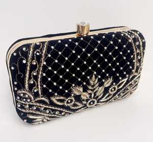 2022ใหม่พรรคแฟชั่นแต่งงาน Bling คลัทช์กระเป๋ากระเป๋าผู้หญิงถุงเย็นกำมะหยี่สีดำสีเงินสีทอง OEM สไตล์สแน็ปรูปแบบ - Product Image 6