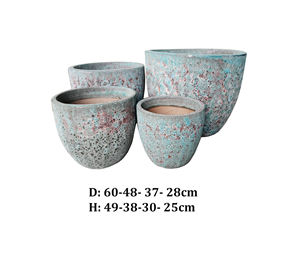 Lot de 4 pots en céramique émaillée les plus vendus au design classique pour la décoration de jardin à la maison, jardinières en poterie pour la maison et la pépinière - Product Image 3