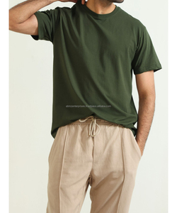 2026 Hot Sale Men's <b>Olive</b> <b>Green</b> Cotton <b>T</b>-<b>Shirt</b> Short Sleeve O-Neck Regular Fit Solid Casual Jersey Woven Breathable Acid Wash - Product Image 3
